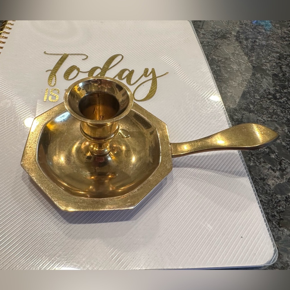 Single brass taper candlestick holder